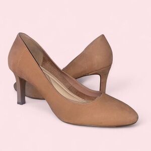 Dune London Women's Tan Pointed-Toe Mid Heel Pumps